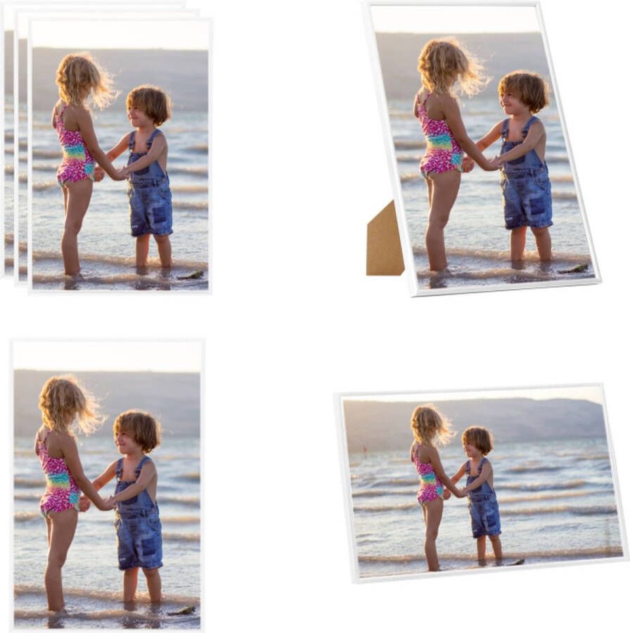 VidaXL Fotolijsten 3 st voor wand of tafel 59-4x84 cm MDF wit Fotolijst Fotolijsten Lijst Lijsten