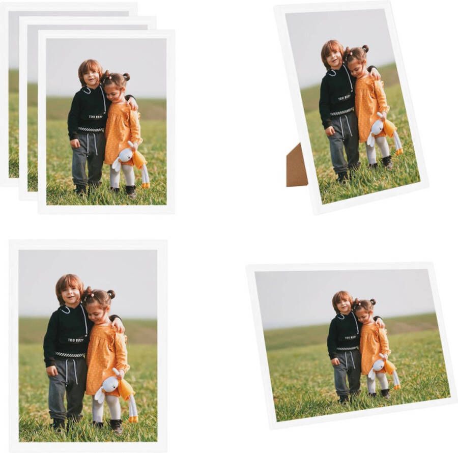 VidaXL Fotolijsten 3 st voor wand of tafel 70x90 cm MDF wit Fotolijst Fotolijsten Lijst Lijsten