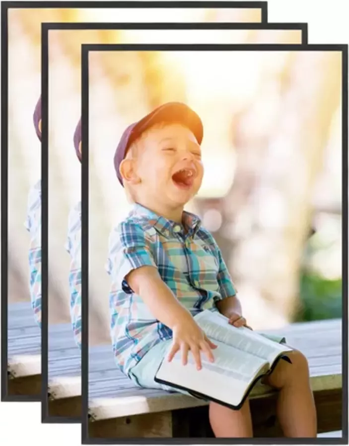 VidaXL Fotolijsten 3 st voor wand of tafel 70x90 cm MDF zwart - Foto 1