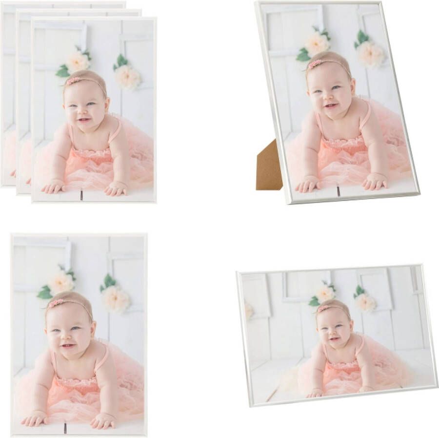 VidaXL Fotolijsten 3 st voor wand of tafel 7x90 cm MDF zilverkleurig Fotolijst Fotolijsten Lijst Lijsten