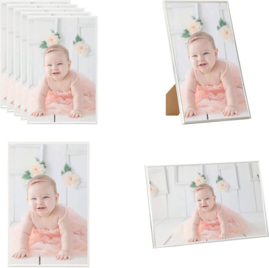 VidaXL Fotolijsten 5 st voor tafel 10x15cm MDF zilverkleurig Fotolijst Fotolijsten Lijst Lijsten