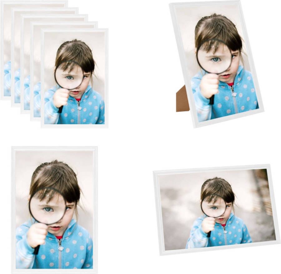 VidaXL Fotolijsten 5 st voor tafel 13x18 cm MDF wit Fotolijst Fotolijsten Lijst Lijsten