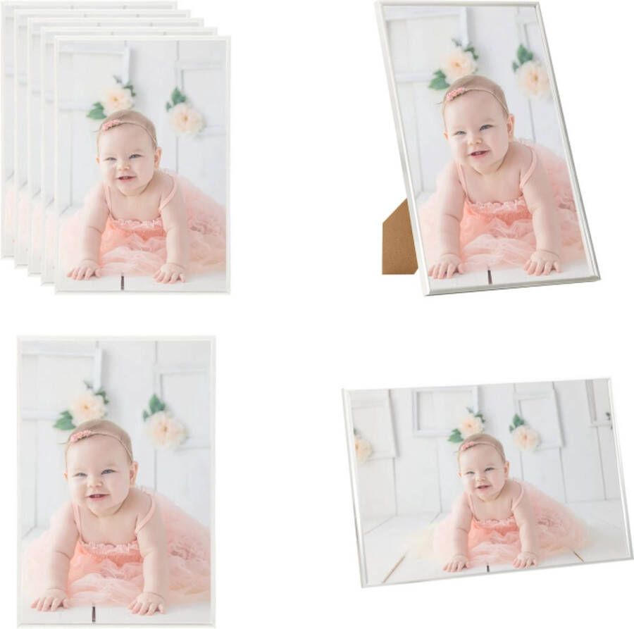 VidaXL Fotolijsten 5 st voor tafel 21x29-7 cm MDF zilverkleurig Fotolijst Fotolijsten Lijst Lijsten