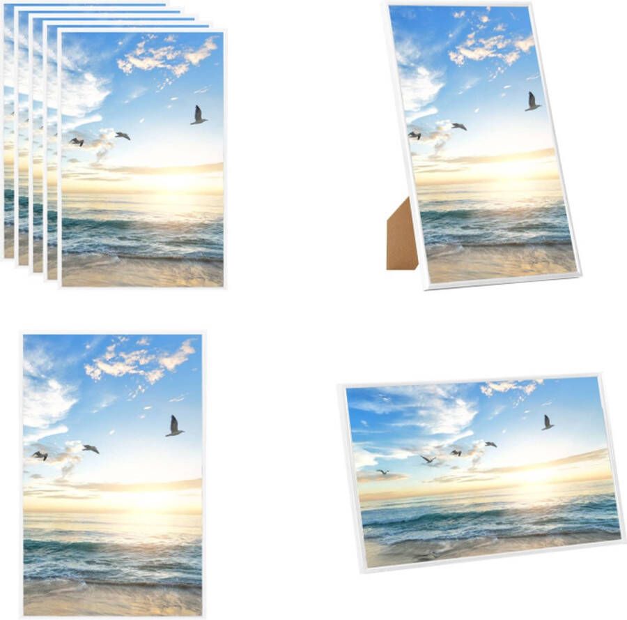 VidaXL Fotolijsten 5 st voor wand of tafel 13x18 cm MDF wit Fotolijst Fotolijsten Lijst Lijsten