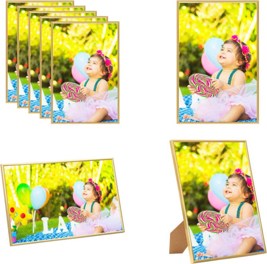 VidaXL Fotolijsten 5 st voor wand of tafel 59 4x84 cm MDF goudkleurig Fotolijst Fotolijsten Lijst Lijsten