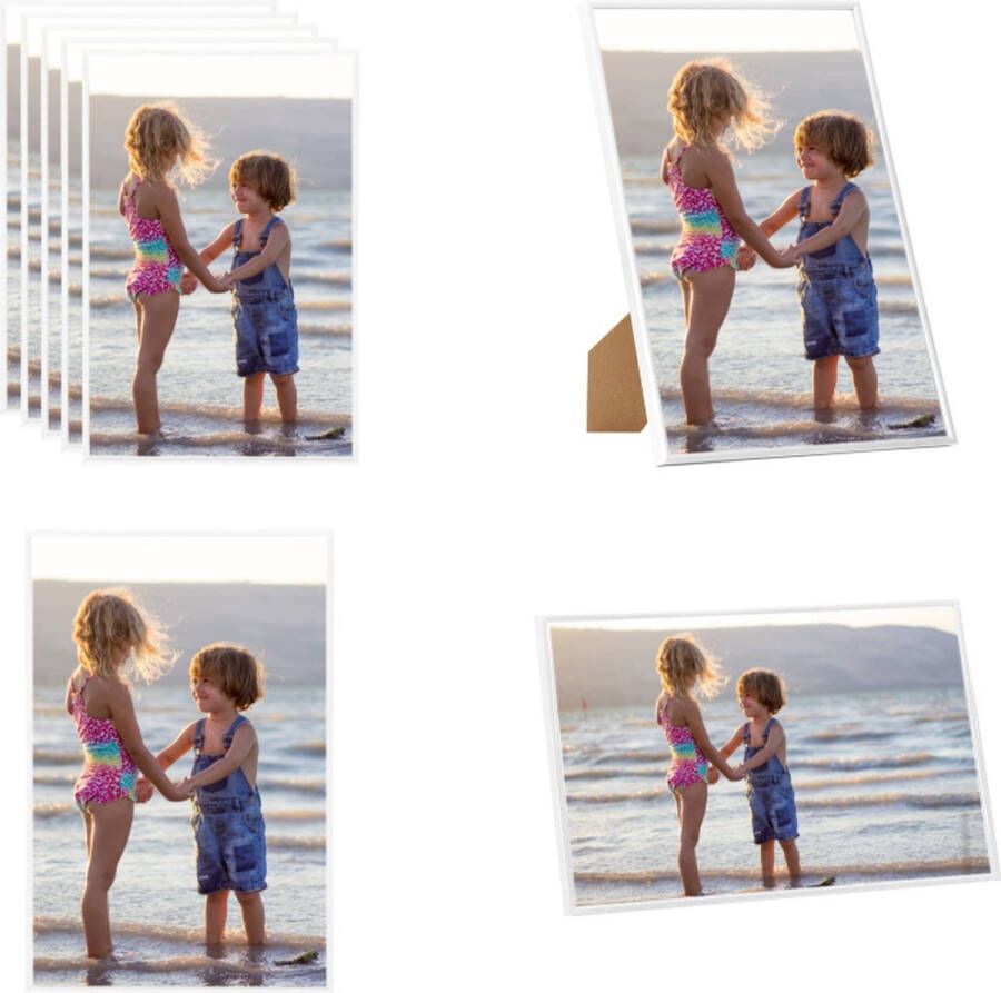 VidaXL Fotolijsten 5 st voor wand of tafel 59-4x84 cm MDF wit Fotolijst Fotolijsten Lijst Lijsten