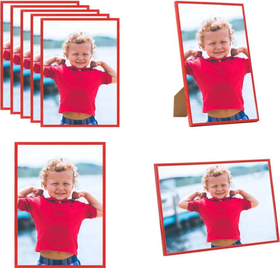 VidaXL Fotolijsten 5 st voor wand of tafel 70x90 cm MDF rood Fotolijst Fotolijsten Lijst Lijsten - Foto 2