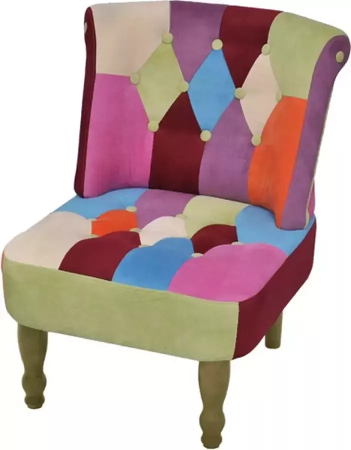 VIDAXL Franse stoel met patchwork ontwerp stof - Foto 1