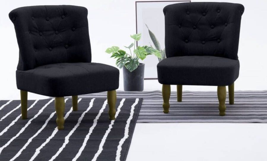 VIDAXL Franse stoel stof zwart - Foto 2