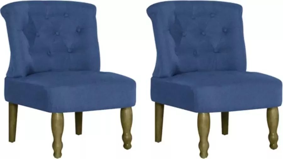 VidaXL Franse stoelen 2 st stof blauw - Foto 2