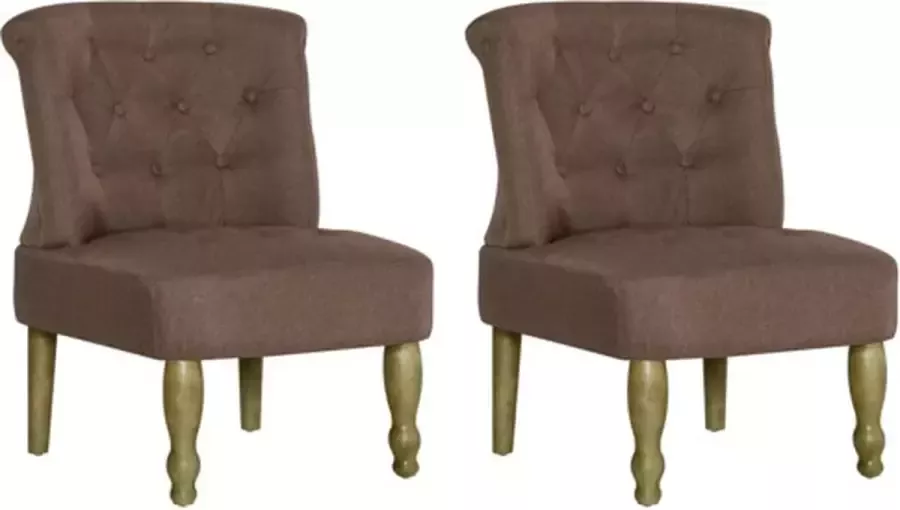 VIDAXL Franse stoelen 2 st stof bruin - Foto 2