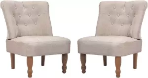 VidaXL Franse stoelen 2 st stof crème