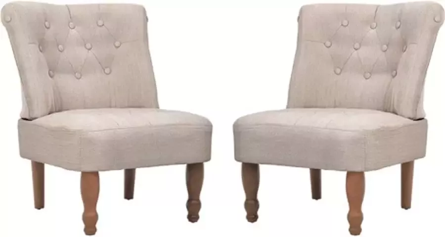 VidaXL Franse stoelen 2 st stof crème Fauteuil Fauteuils Stoel Stoelen - Foto 2