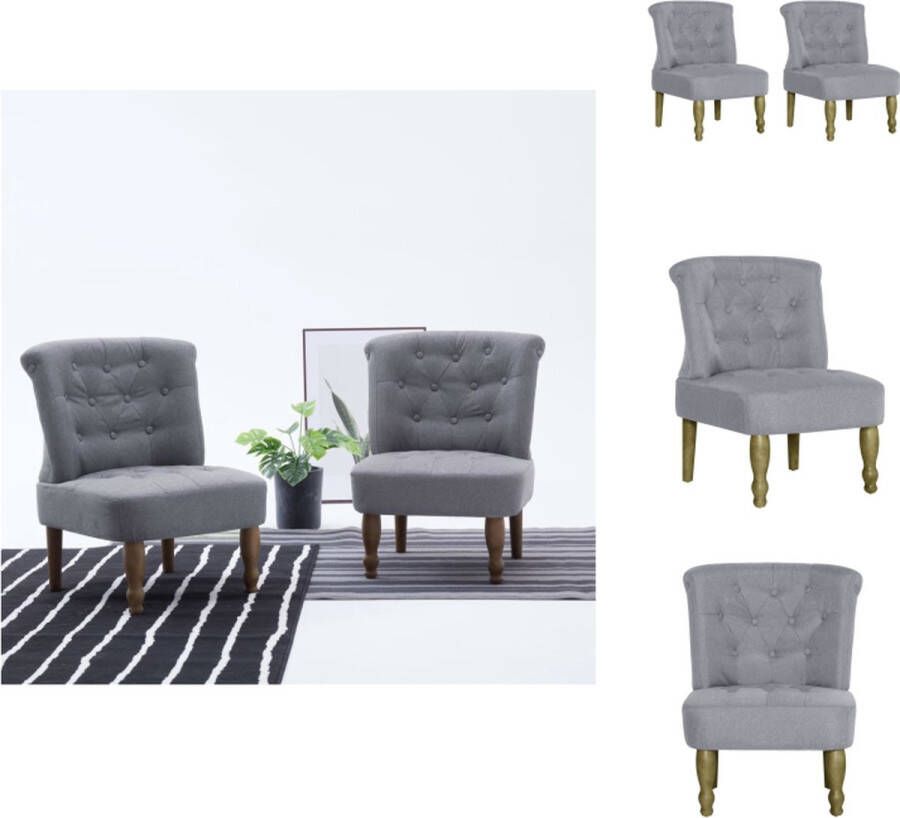 VidaXL Franse Stoel Franse Stoelen Stoel Stoelen Franse stoelen 2 st stof lichtgrijs - Foto 2