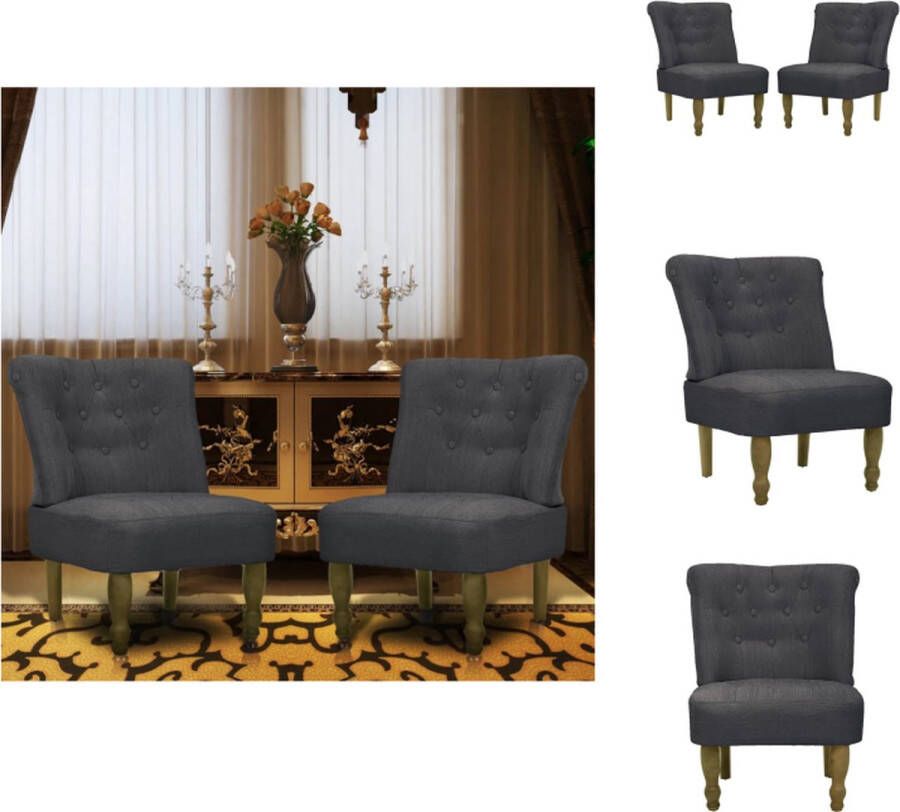 VidaXL Fauteuil Fauteuils Stoel Stoelen Franse stoelen 2 st stof grijs - Foto 2