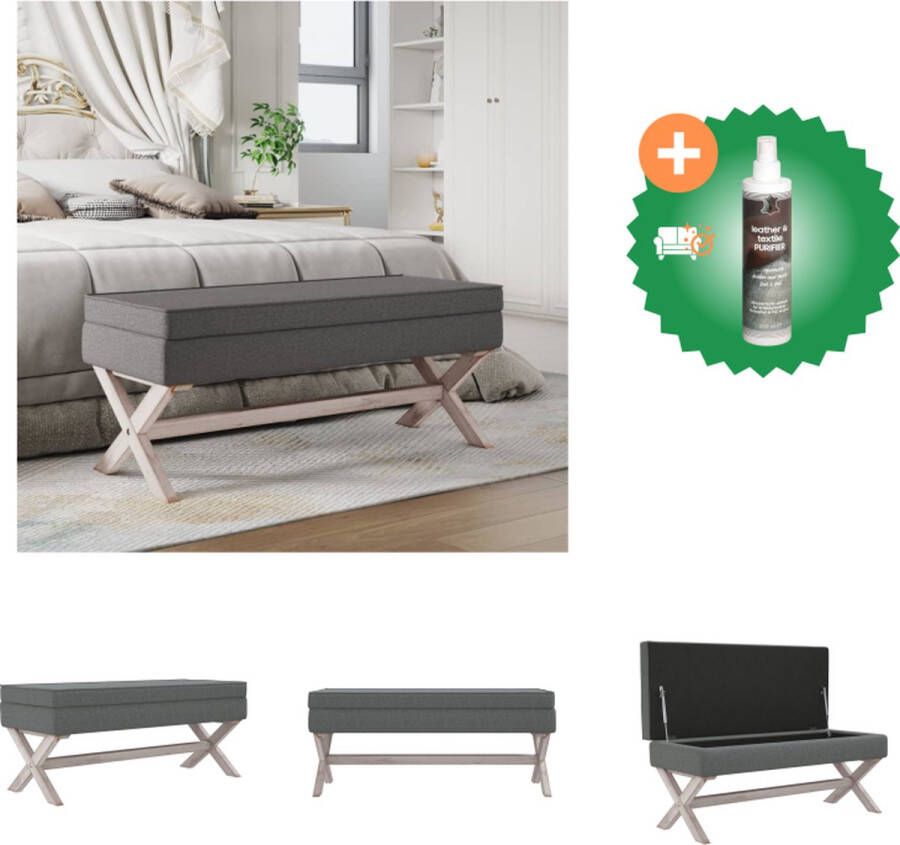 VidaXL Franse Vintage Voetenbank Donkergrijs 110 x 45 x 49 cm Opbergruimte Hocker Inclusief Reiniger