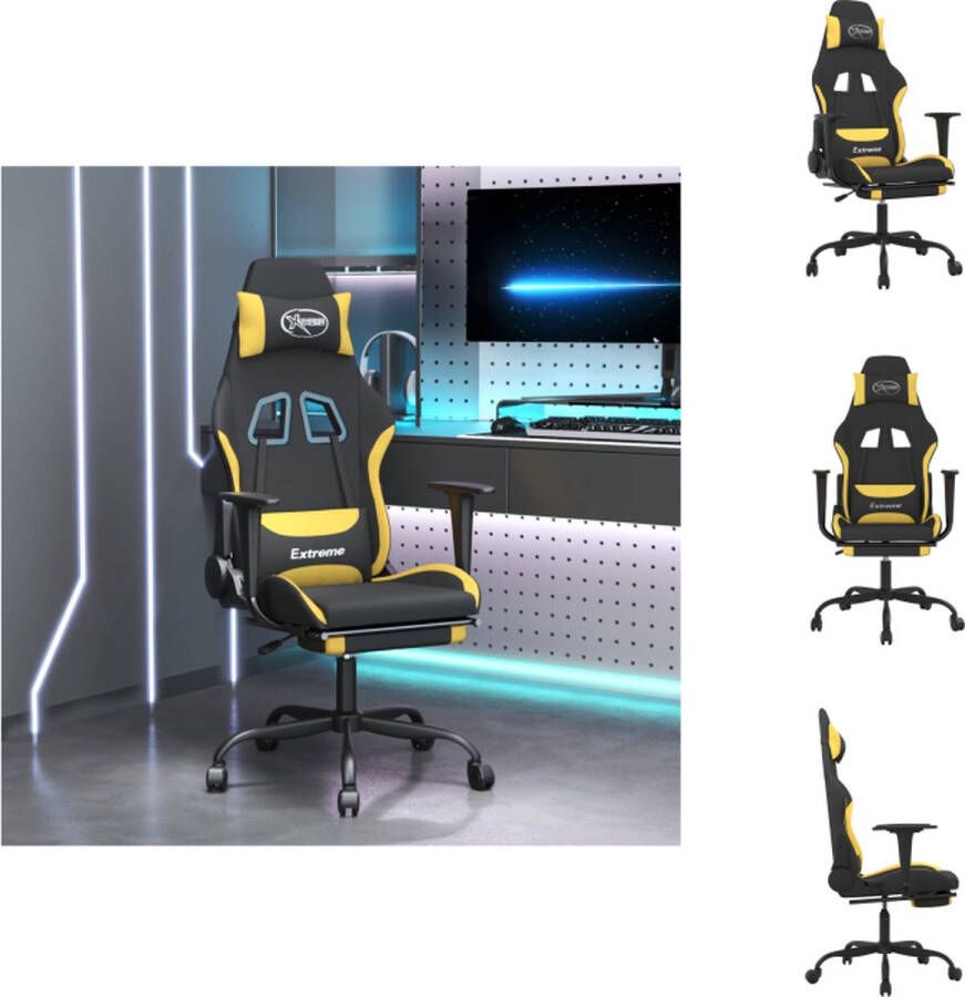 VidaXL Gamingstoel Gamingstoelen Televisiestoel Racingstoel Gamestoel met voetensteun stof zwart en geel - Foto 2