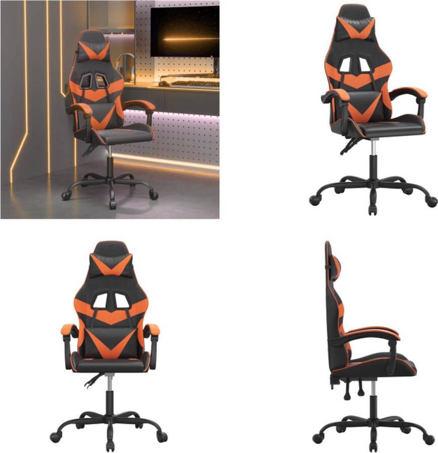 VidaXL Gamestoel draaibaar kunstleer zwart en oranje Gamingstoel Gamingstoelen Televisiestoel Racingstoel