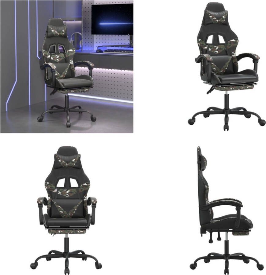 VidaXL gamestoel draaibaar met voetensteun kunstleer zwart&-camouflage Gamingstoel Gamingstoelen Televisiestoel Racingstoel