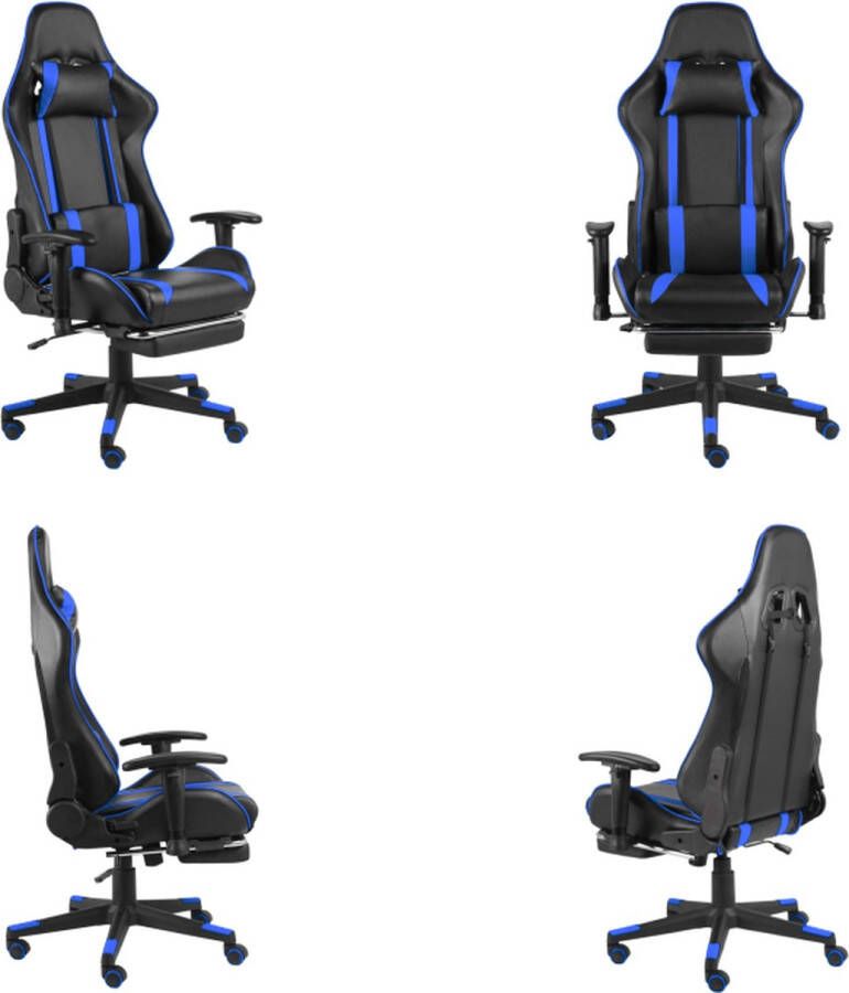 VidaXL Gamestoel draaibaar met voetensteun PVC blauw Gamingstoel Gamingstoelen Racingstoel Racingstoelen
