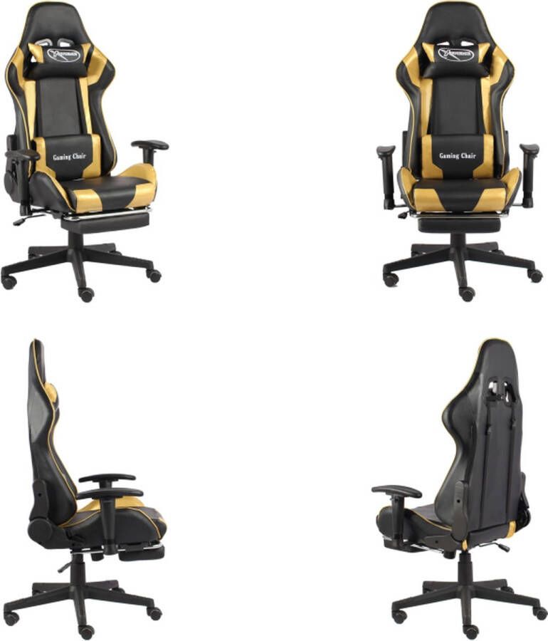 VidaXL Gamestoel draaibaar met voetensteun PVC goudkleurig Gamingstoel Gamingstoelen Racingstoel Racingstoelen