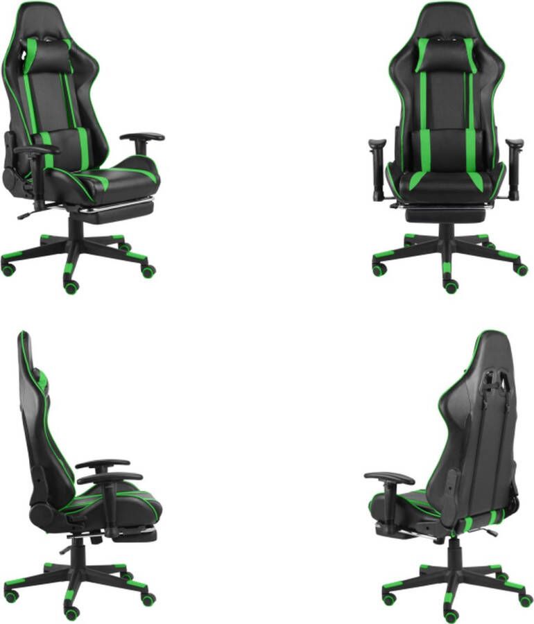 VidaXL Gamestoel draaibaar met voetensteun PVC groen Gamingstoel Gamingstoelen Racingstoel Racingstoelen