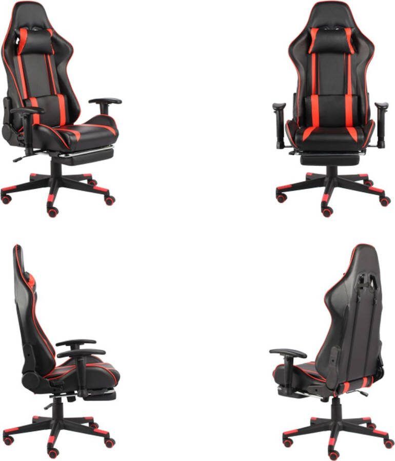 VidaXL Gamestoel draaibaar met voetensteun PVC rood Gamingstoel Gamingstoelen Racingstoel Racingstoelen