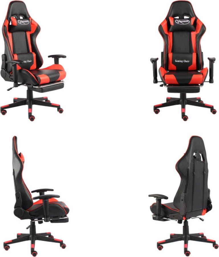 VidaXL Gamestoel draaibaar met voetensteun PVC rood Gamingstoel Gamingstoelen Racingstoel Racingstoelen