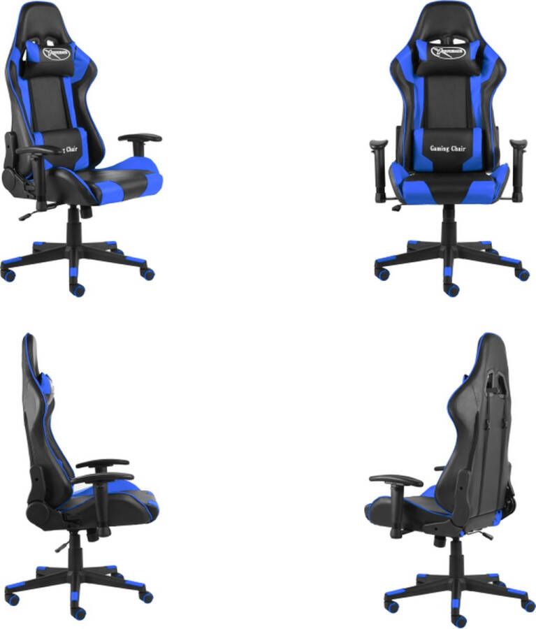 VidaXL Gamestoel draaibaar PVC blauw Gamingstoel Gamingstoelen Racingstoel Racingstoelen