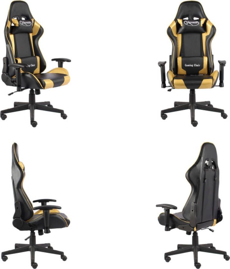 VidaXL Gamestoel draaibaar PVC goudkleurig Gamingstoel Gamingstoelen Racingstoel Racingstoelen