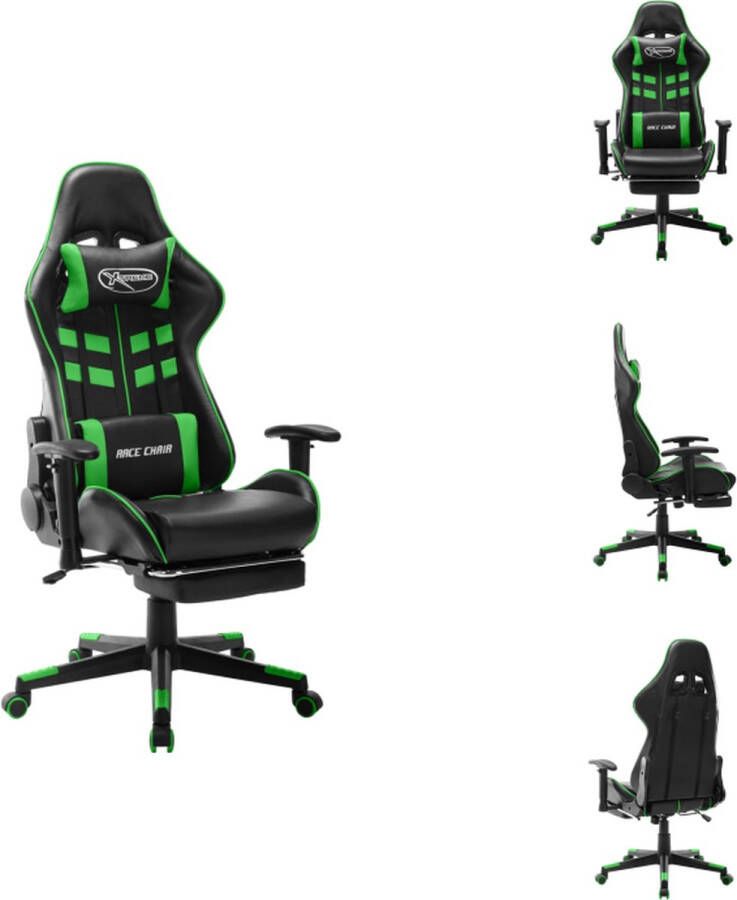 VidaXL Gamingstoel Gamingstoelen Racingstoel Racingstoelen Gamestoel met voetensteun kunstleer zwart en groen - Foto 2