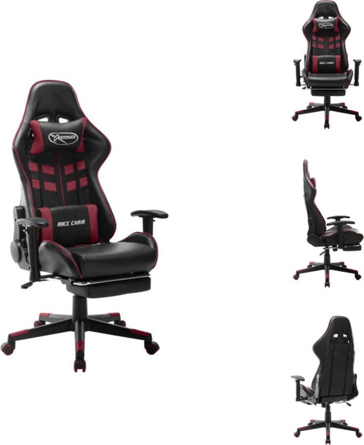 VidaXL Gamingstoel Gamingstoelen Racingstoel Racingstoelen Gamestoel met voetensteun kunstleer zwart en wijnrood - Foto 2