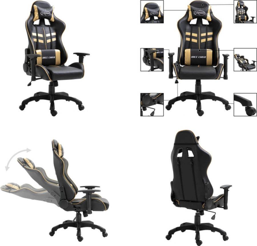 VidaXL Gamestoel kunstleer goudkleurig Gamingstoel Gamingstoelen Racingstoel Racingstoelen