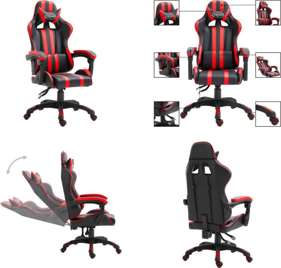 VidaXL Gamestoel kunstleer rood Gamingstoel Gamingstoelen Racingstoel Racingstoelen