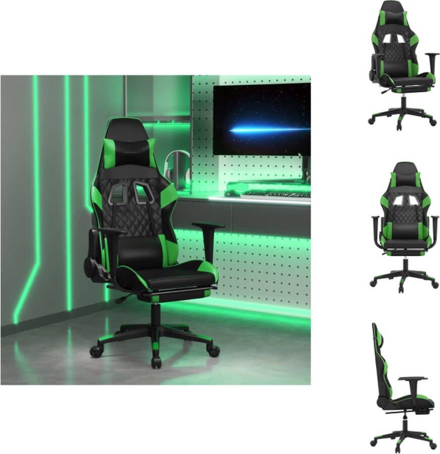 VidaXL Gamingstoel Gamingstoelen Televisiestoel Racingstoel Gamestoel met voetensteun kunstleer zwart en groen - Foto 2