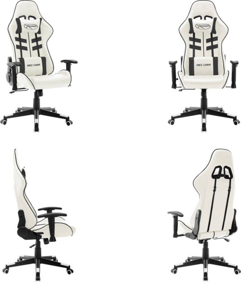 VidaXL Gamestoel kunstleer wit en zwart Gamingstoel Gamingstoelen Racingstoel Racingstoelen