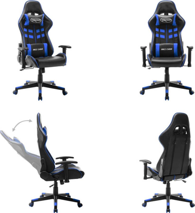 VidaXL Gamestoel kunstleer zwart en blauw Gamingstoel Gamingstoelen Racingstoel Racingstoelen