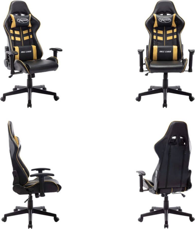VidaXL Gamestoel kunstleer zwart en goudkleurig Gamingstoel Gamingstoelen Racingstoel Racingstoelen