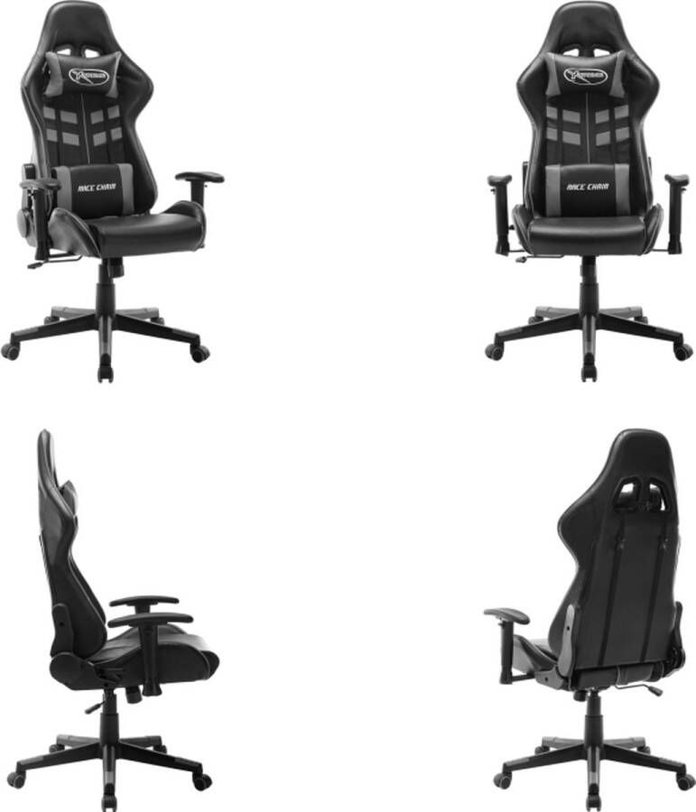 VidaXL Gamestoel kunstleer zwart en grijs Gamingstoel Gamingstoelen Racingstoel Racingstoelen