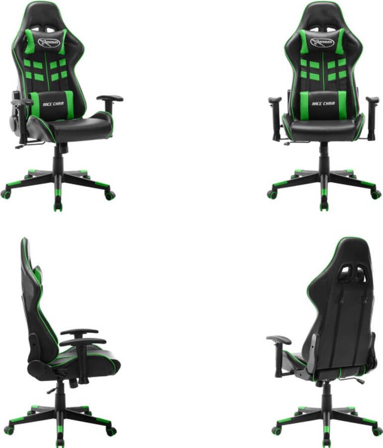 VidaXL Gamestoel kunstleer zwart en groen Gamingstoel Gamingstoelen Racingstoel Racingstoelen