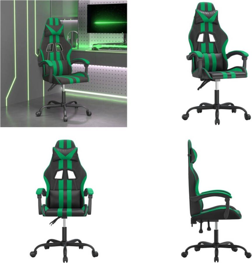 vidaXL Gamestoel kunstleer zwart en groen Gamingstoel Gamingstoelen Televisiestoel Racingstoel