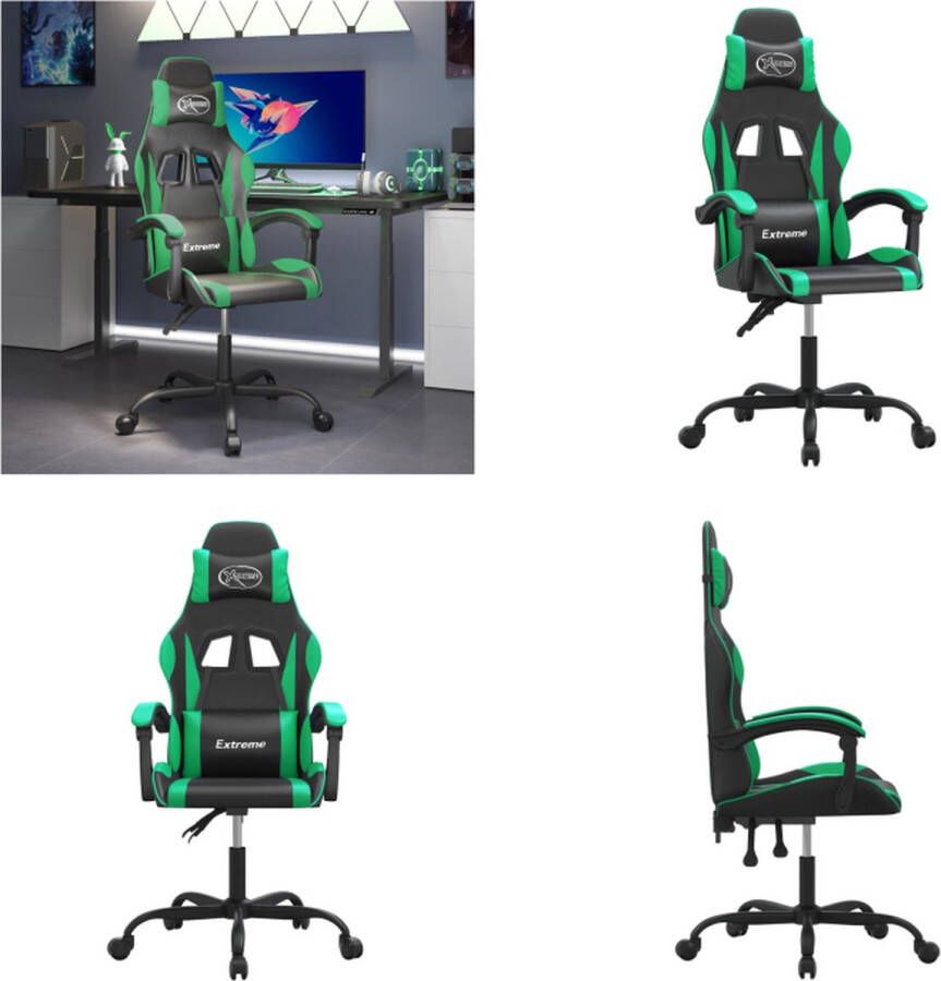 VidaXL Gamestoel kunstleer zwart en groen Gamingstoel Gamingstoelen Televisiestoel Racingstoel