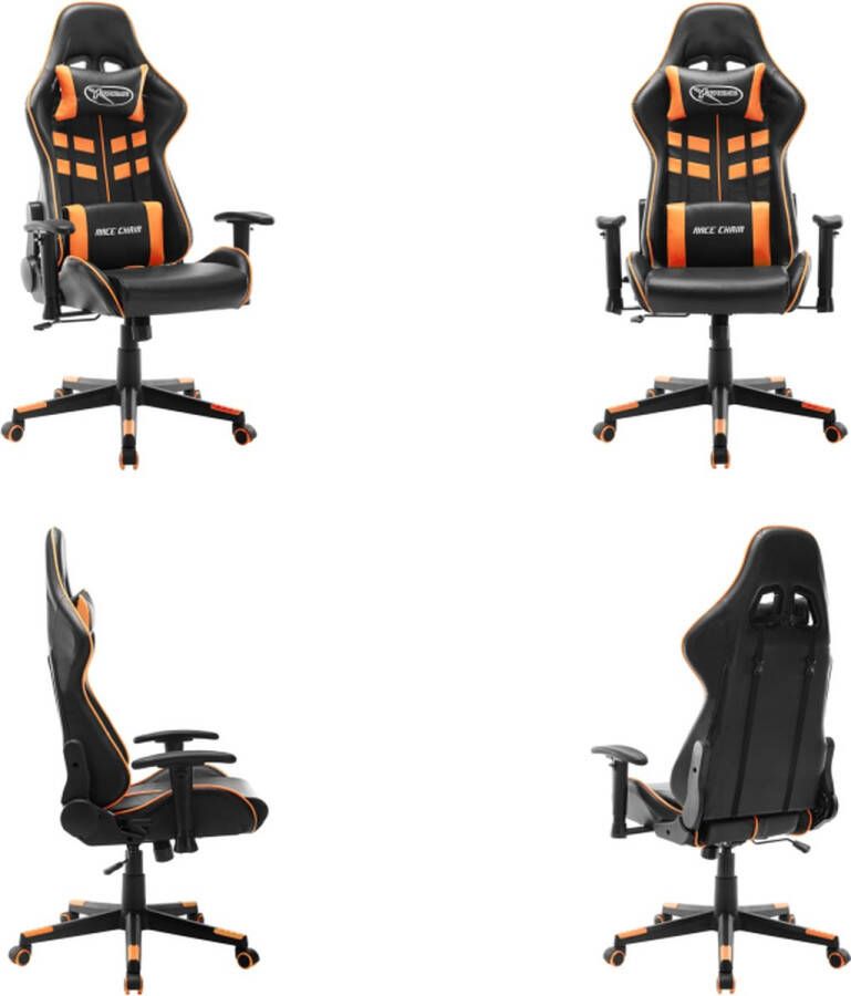 VidaXL Gamestoel kunstleer zwart en oranje Gamingstoel Gamingstoelen Racingstoel Racingstoelen