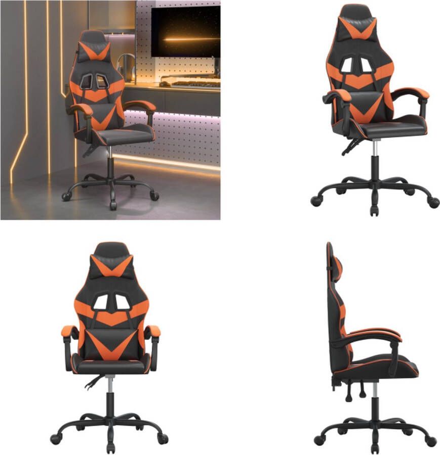 VidaXL Gamestoel kunstleer zwart en oranje Gamingstoel Gamingstoelen Televisiestoel Racingstoel