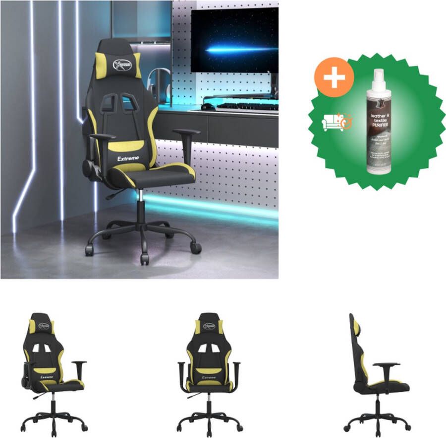 VidaXL Gamestoel Massagefunctie Verstelbare rugleuning en voetensteun 360 graden draaibaar Stevig en stabiel frame Zwart en lichtgroen 65 x 62.5 x (120-130) cm 65 x 96 x (106-116) cm Bureaustoel Inclusief Reiniger