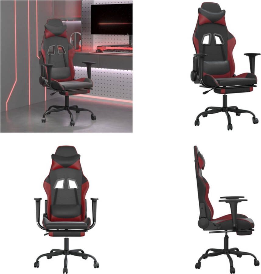 VidaXL Gamestoel met voetensteun kunstleer wit en wijnrood Gamingstoel Gamingstoelen Televisiestoel Racingstoel