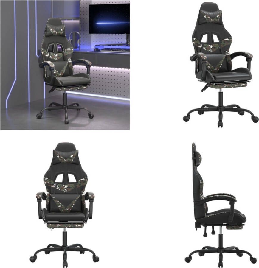 VidaXL Gamestoel met voetensteun kunstleer zwart en camouflage Gamingstoel Gamingstoelen Televisiestoel Racingstoel