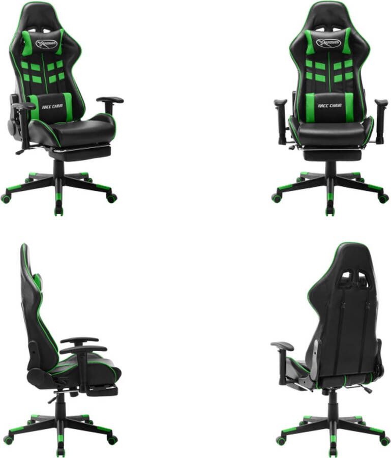 VidaXL Gamestoel met voetensteun kunstleer zwart en groen Gamingstoel Gamingstoelen Racingstoel Racingstoelen