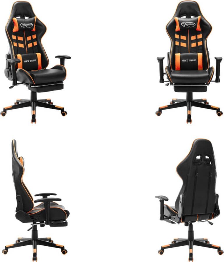 VidaXL Gamestoel met voetensteun kunstleer zwart en oranje Gamingstoel Gamingstoelen Racingstoel Racingstoelen