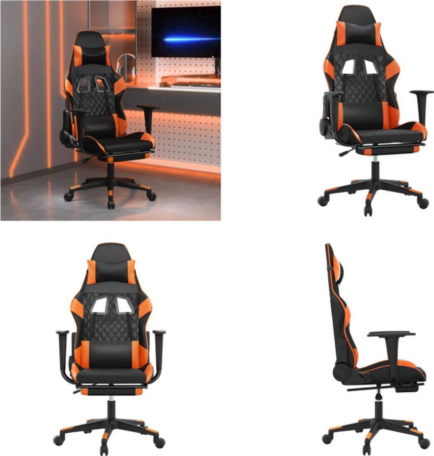 vidaXL Gamestoel met voetensteun kunstleer zwart en oranje Gamingstoel Gamingstoelen Televisiestoel Racingstoel